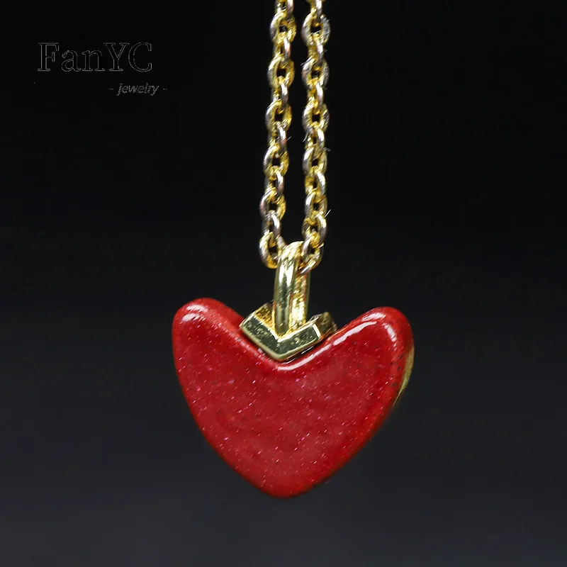 Luxury Gifts Jewelry & Watches Namfleg Mostar - Natural V-shaped Cinnabar Love Heart Earrings