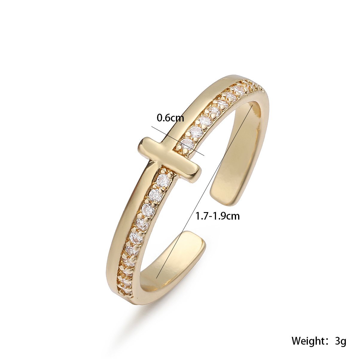 Brass Cross Zircon Open Cuff R - đánh giá và giá Minimalist Ring Stackable