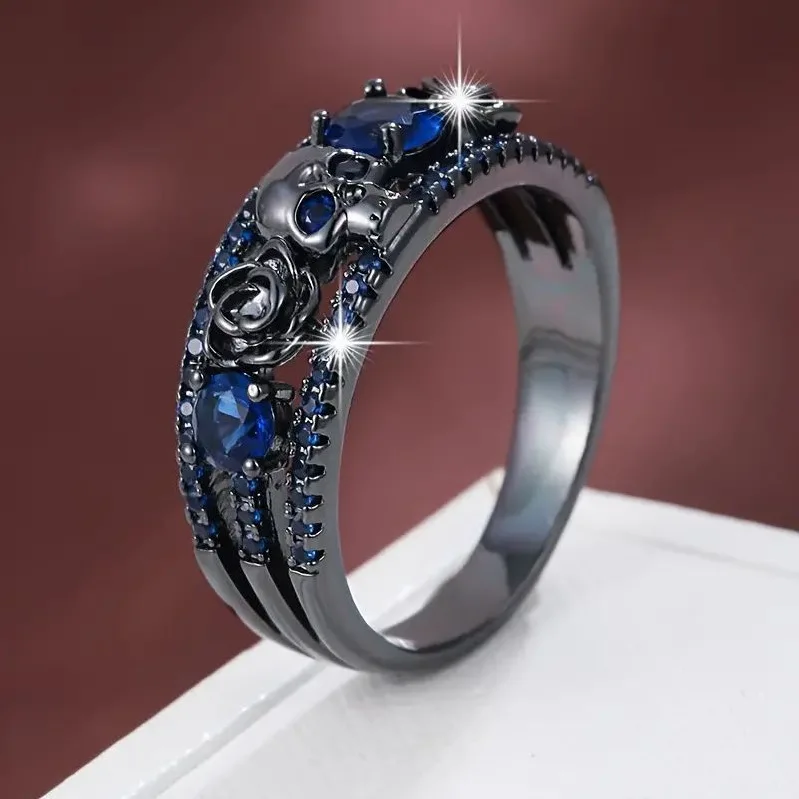 Retro punk skull flower electr - đánh giá và giá Gothic Skull Ring