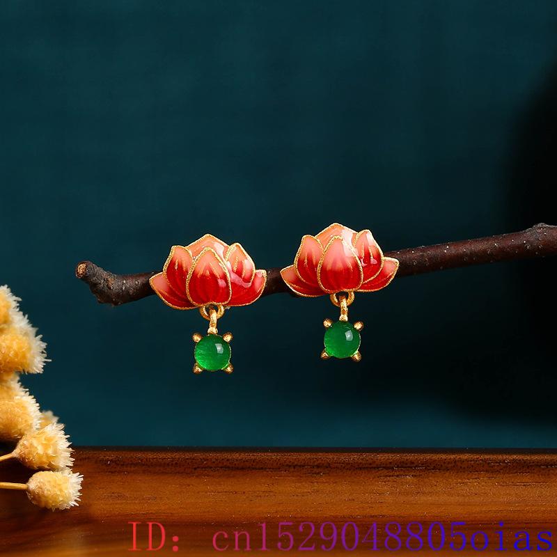 Green Real Jade Lotus Earrings - đánh giá và giá Luxury Gifts Jewelry & Watches Namfleg Mostar