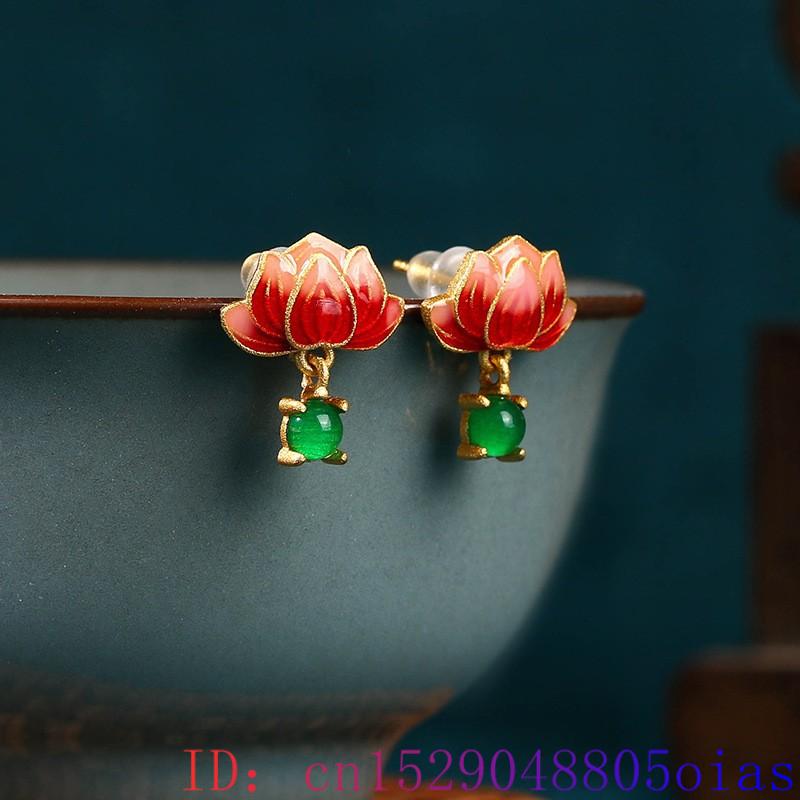 Green Real Jade Lotus Earrings - đánh giá và giá Luxury Gifts Jewelry & Watches Namfleg Mostar