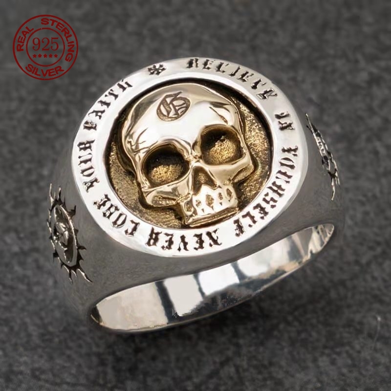 S925 Sterling Silver Fashion M - đánh giá và giá Gothic Skull Ring