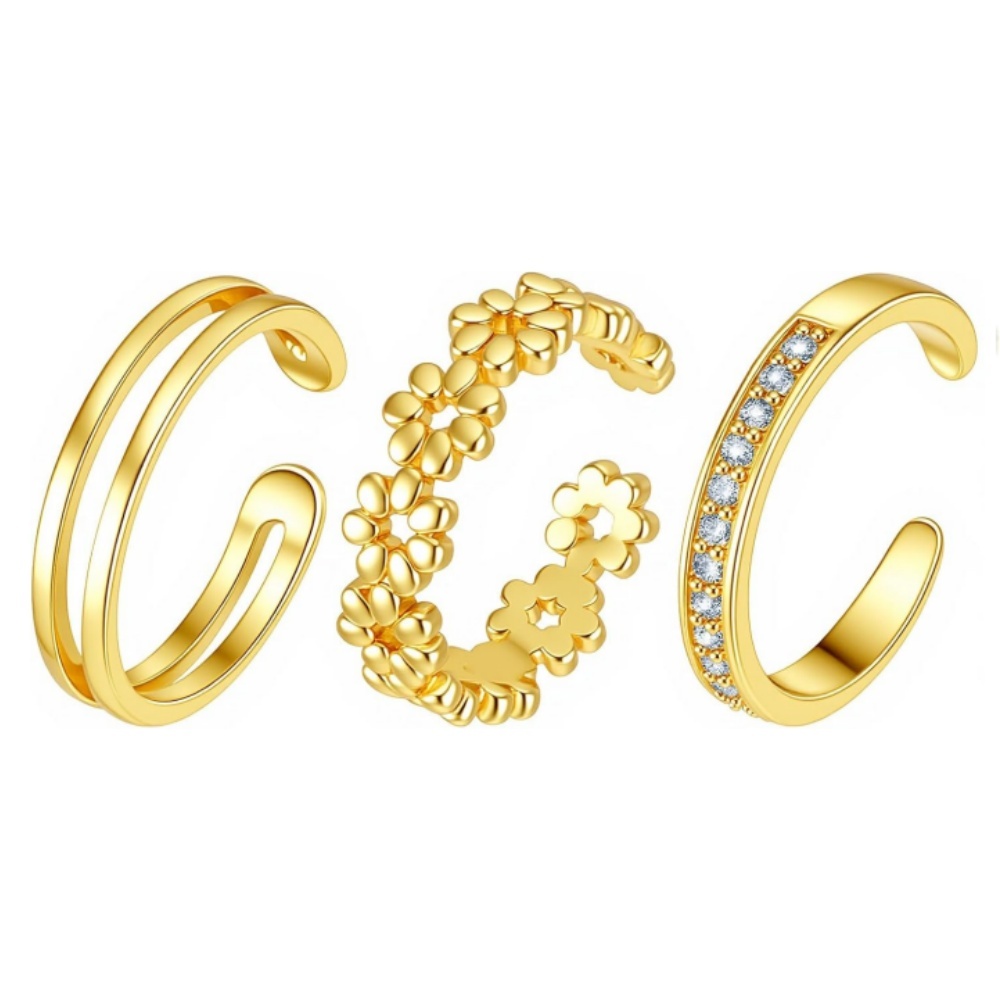 3Pcs Gold Open Adjustable Ring - đánh giá và giá Minimalist Ring Stackable