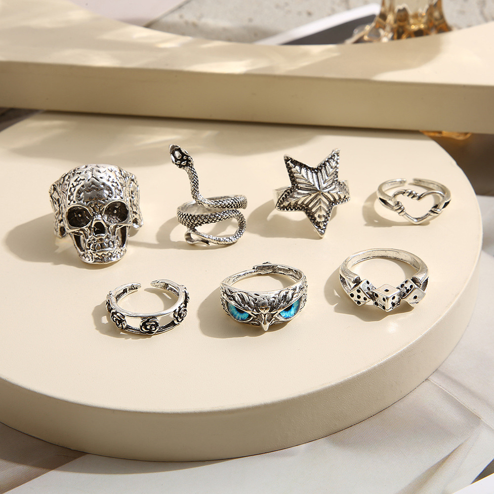 Hiphop Vintage Silver Color Sk - đánh giá và giá Gothic Skull Ring