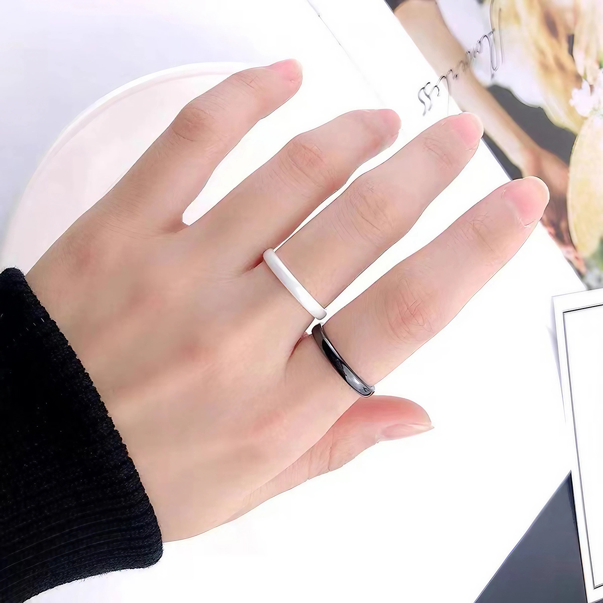 3mm Ceramic Wedding Band for W - đánh giá và giá Minimalist Ring Stackable
