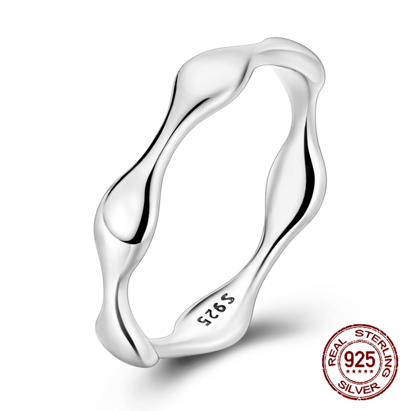925 Sterling Silver Wavy Irreg - đánh giá và giá Minimalist Ring Stackable