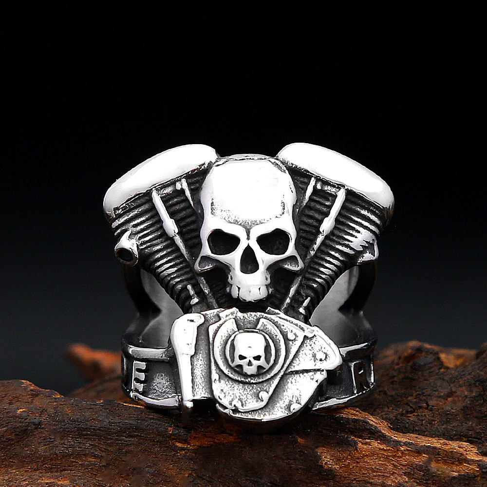 Classic Punk Biker Skull Motor - đánh giá và giá Gothic Skull Ring