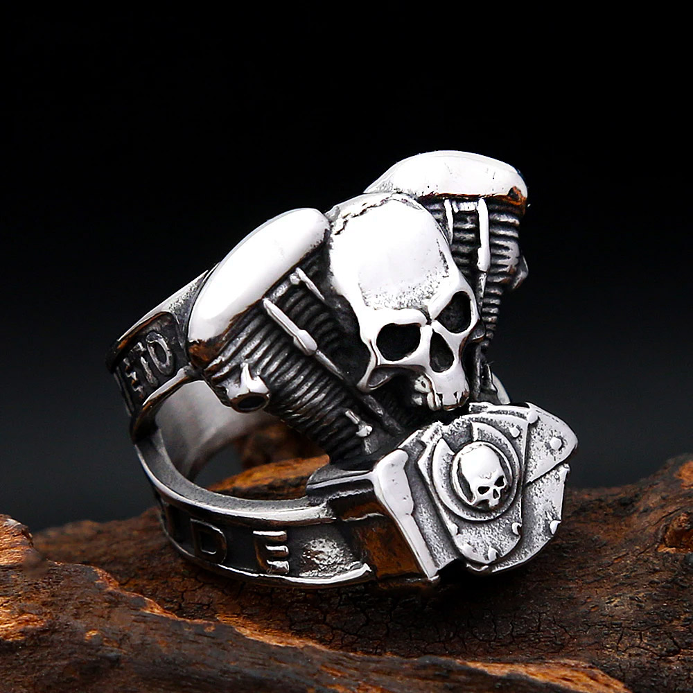 Classic Punk Biker Skull Motor - đánh giá và giá Gothic Skull Ring